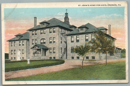 CRESSON PA ST.JOHN'S HOME FOR BOYS ANTIQUE POSTCARD