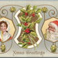 SANTA 1911 CHRISTMAS GREETINGS EMBOSSED ANTIQUE POSTCARD