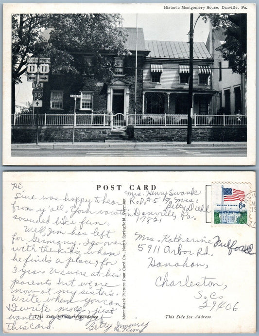 DANVILLE PA HISTORIC MONTGOMERY HOUSE VINTAGE POSTCARD
