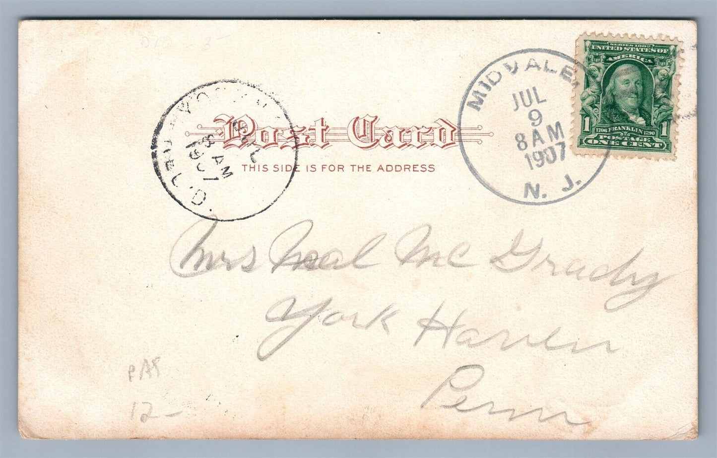 MIDVALE NJ PUBLIC SCHOOL ANTIQUE POSTCARD