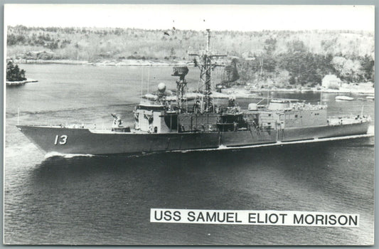 MILITARY SHIP USS SAMUEL ELIOT MORISON VINTAGE REAL PHOTO POSTCARD RPPC