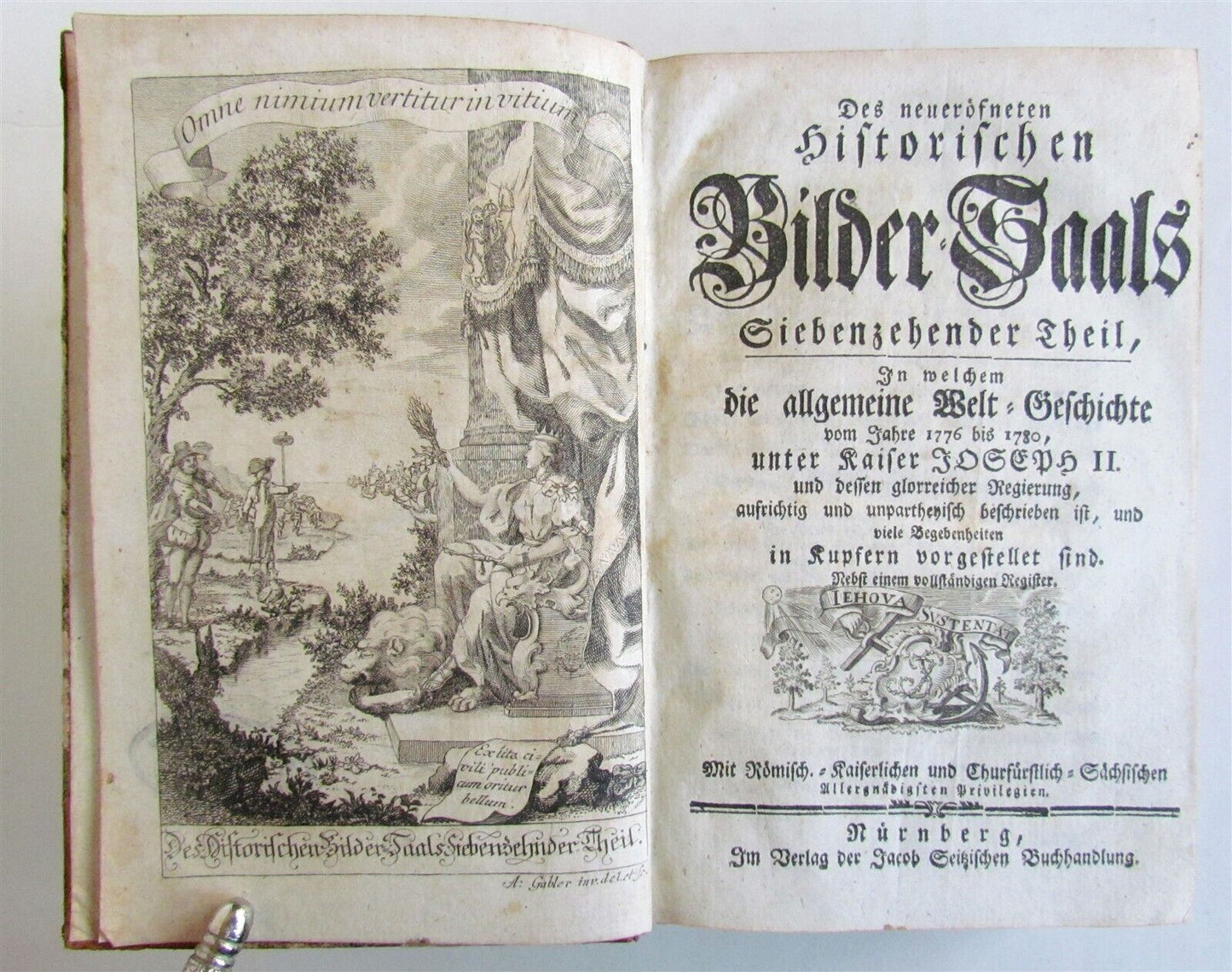 1780s ILLUSTRATED UNIVERSAL HISTORY from 1776 to 1780 antique in GERMAN