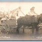 FAMILY COMING FROM BEACH in HORSE CART GROUP ANTIQUE REAL PHOTO POSTCARD RPPC