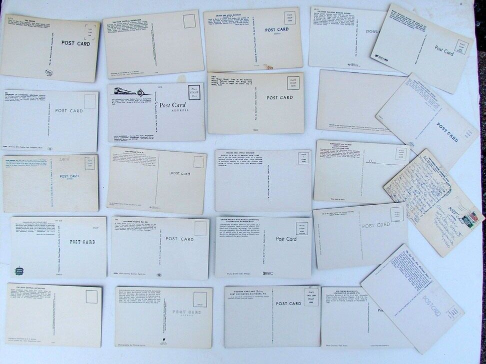 LOT OF 24 VINTAGE POSTCARDS train railway railroad