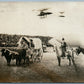 PHOTOMONTAGE ZEPPELIN AIRPLANE HORSES BULLS ANTIQUE REAL PHOTO PC RPPC AVIATION