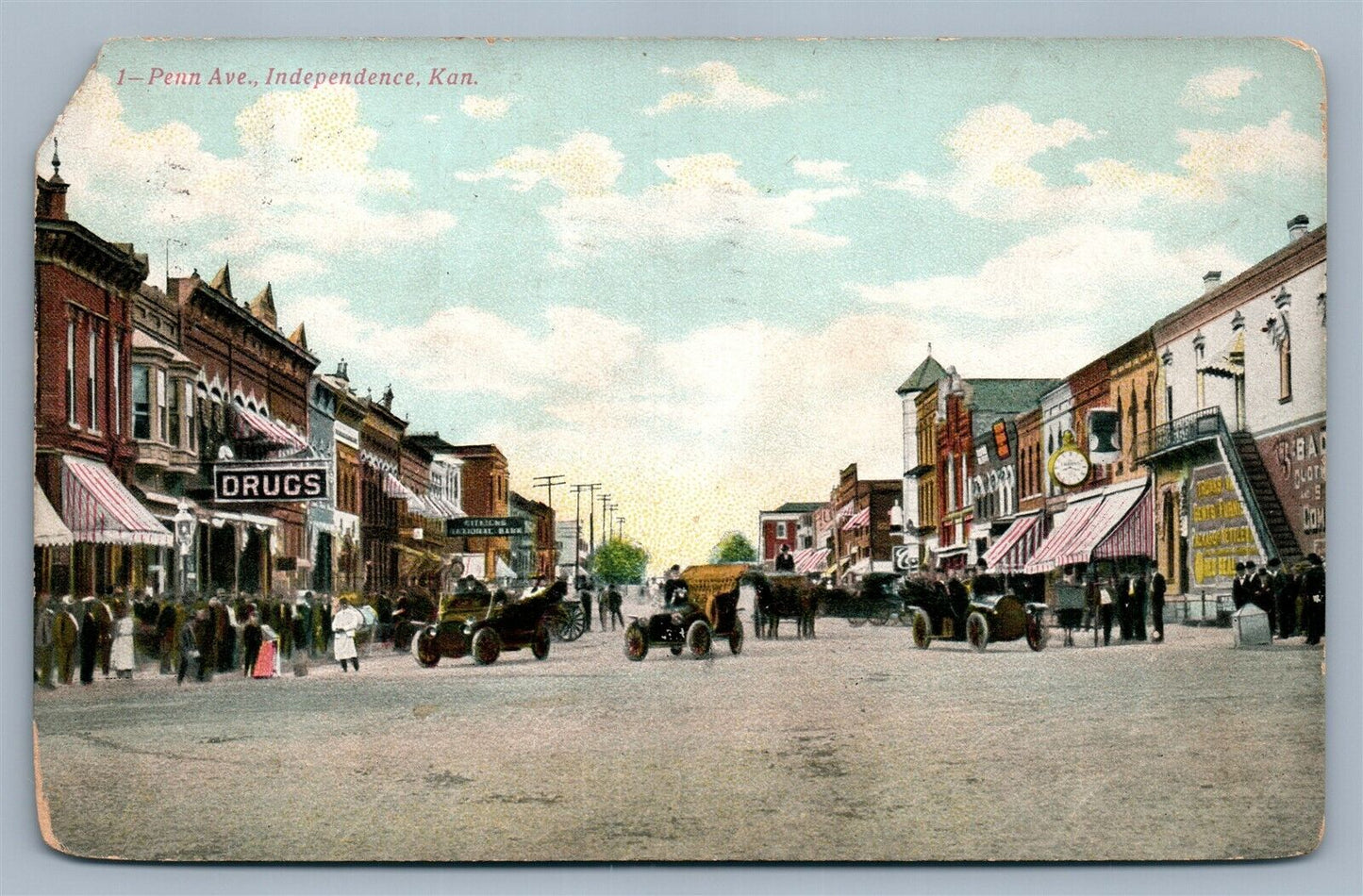 INDEPENDENCE KS PENN AVENUE ANTIQUE POSTCARD