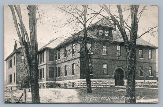 GENEVA NY HIGH STREET SCHOOL ANTIQUE POSTCARD
