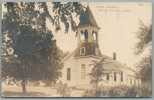 FALLS VILLAGE CT CONGREGATIONAL CHURCH ANTIQUE REAL PHOTO POSTCARD RPPC