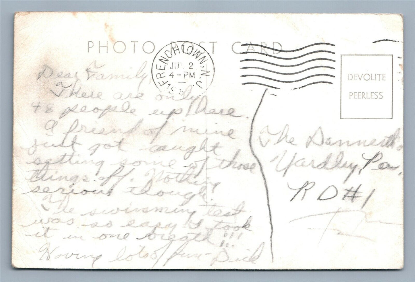 FRENCHTOWN NJ PENNINGTON ISLAND CAMP ANTIQUE REAL PHOTO POSTCARD RPPC
