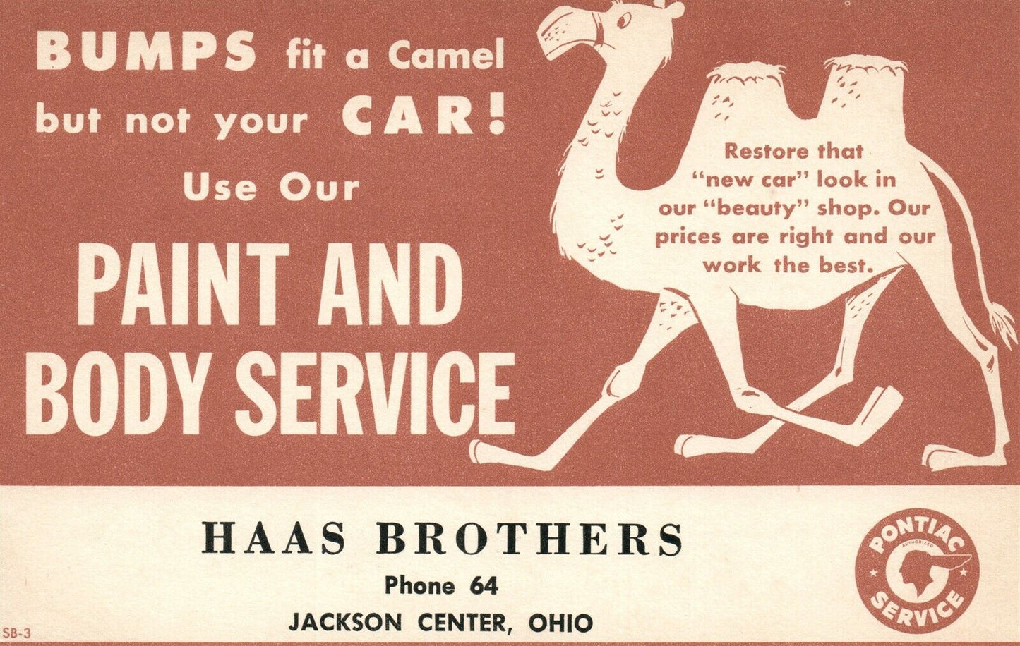 JACKSON CENTER OH HAAS BROTHERS PAINT & BODY SERVICE VINTAGE POSTCARD