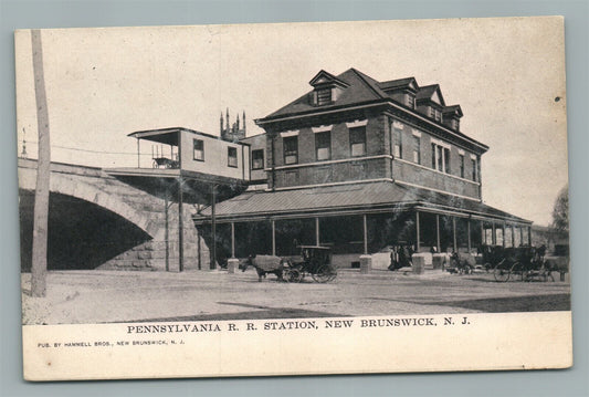 NEW BRUNSWICK NJ RAILROAD STATION RAILWAY TRAIN DEPOT ANTIQUE POSTCARD