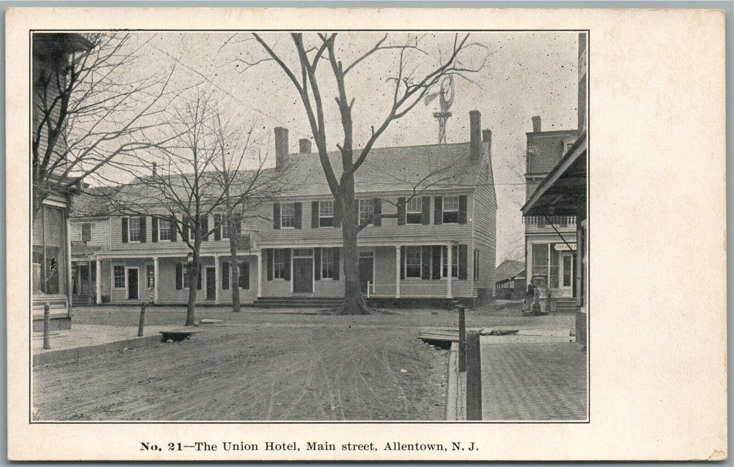 ALLENTOWN NJ UNION HOTEL MAIN STREET ANTIQUE POSTCARD