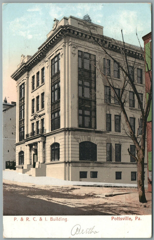 POTTSVILLE PA P. & R.C. & I. BUILDING ANTIQUE POSTCARD