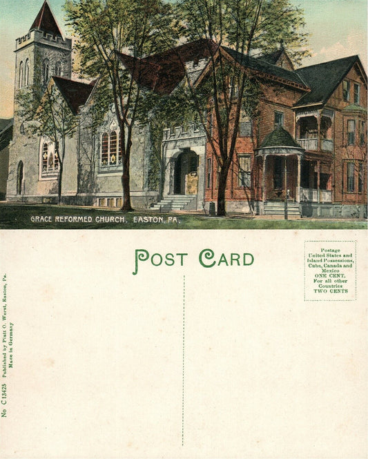 EASTON PA GRACE REFORMED CHURCH ANTIQUE POSTCARD