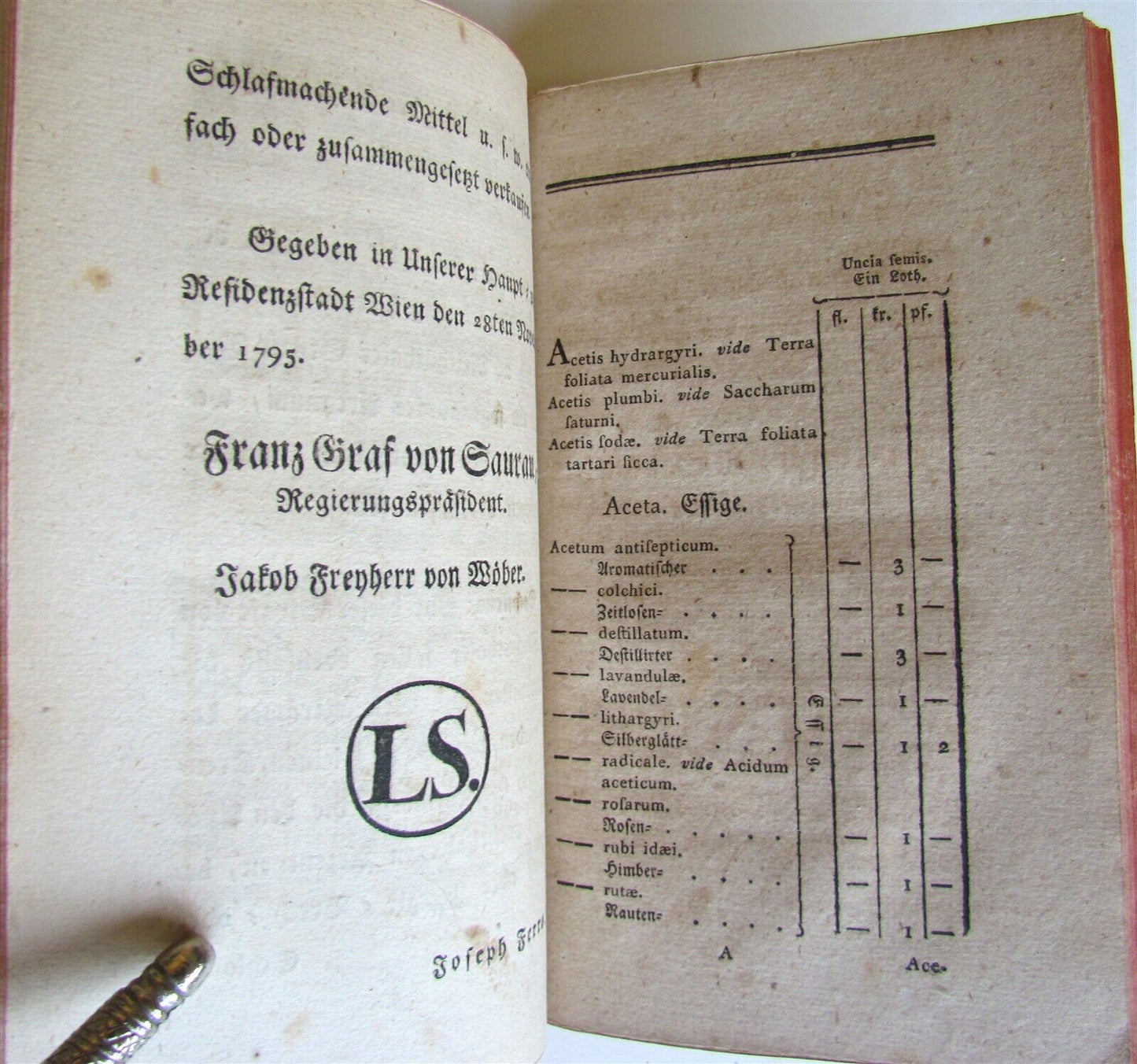 1794 PHARMACOLOGY TREATISE on NUSHELLS by J Friderich ANTIQUE in German PHARMACY