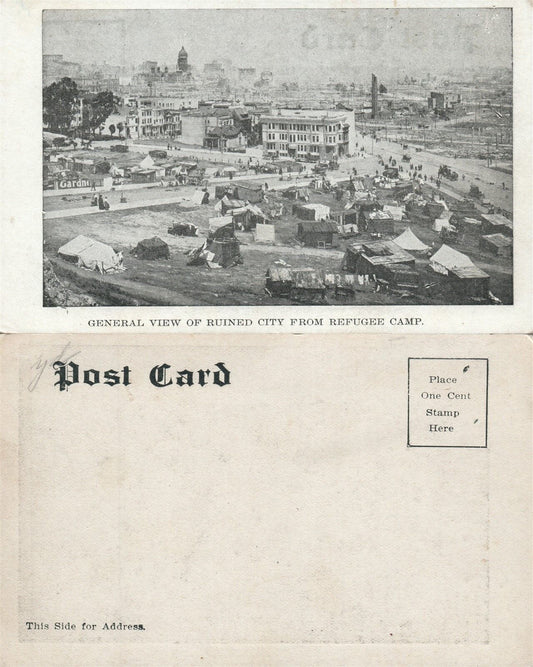 SAN FRANCISCO CA EARTHQUAKE & FIRE 1906 REFUGEE CAMP UNDIVIDED ANTIQUE POSTCARD