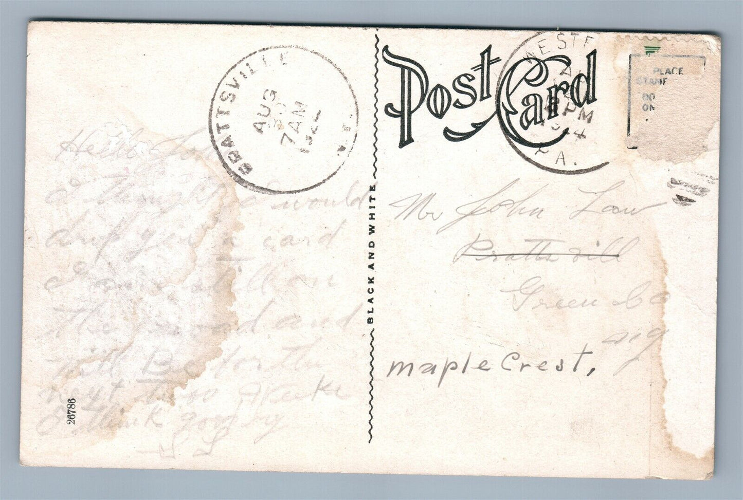 WESTFIELD PA WEST MAIN STREET ANTIQUE POSTCARD