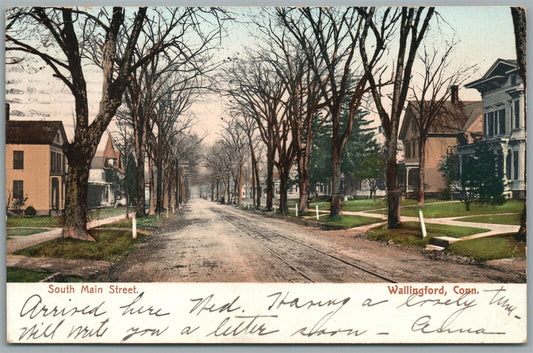 WALLINGFORD CT SOUTH MAIN STREET ANTIQUE POSTCARD