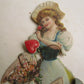 1904 VALENTINE POP UP antique CARD GIRL w/ FLOWERS SCARCE!