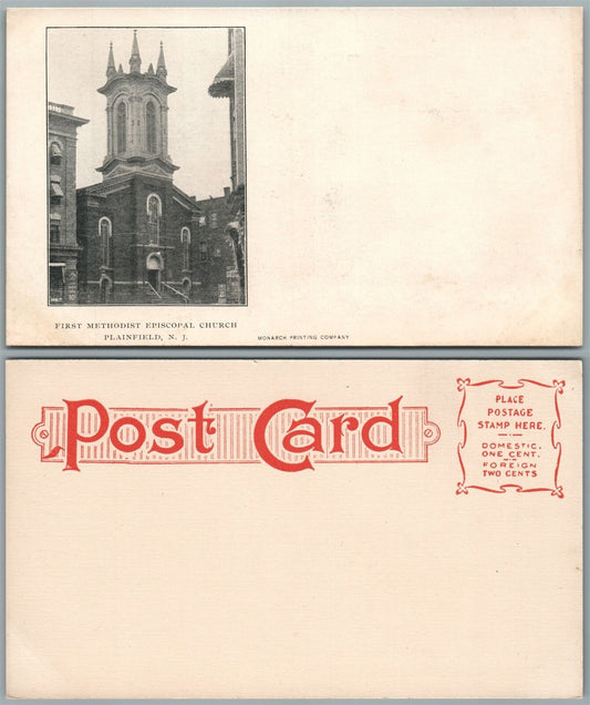 PLAINFIELD N.J. FIRST METHODIST EPISCOPAL CHURCH UNDIVIDED ANTIQUE POSTCARD