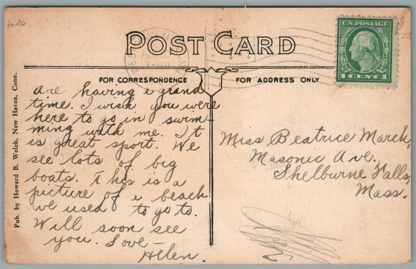 MILFORD CT POND POINT STATION ANTIQUE POSTCARD