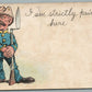 US SOLDIER w/ RIFLE COMIC 1909 ANTIQUE POSTCARD