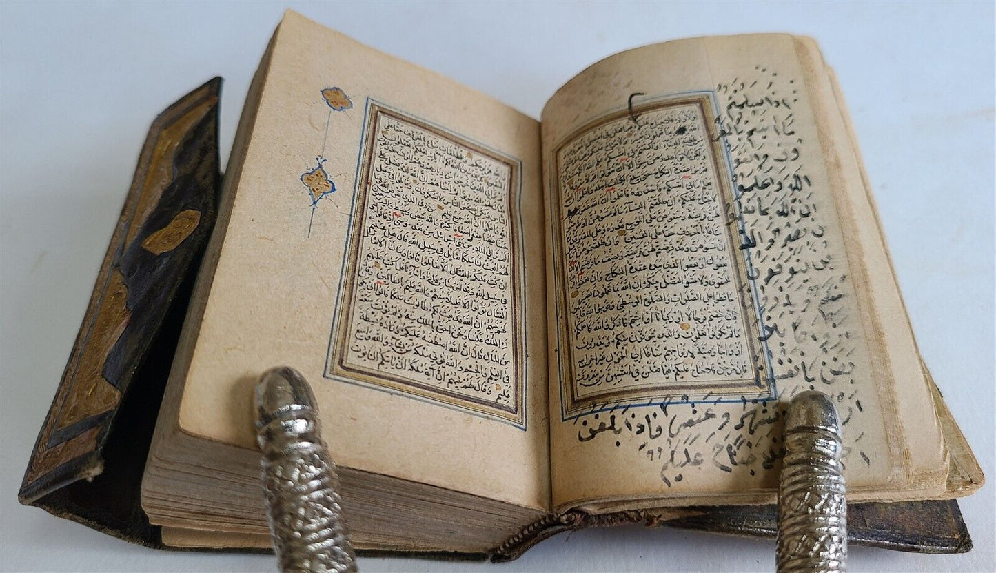 early 19th CENTURY MANUSCRIPT KORAN ISLAMIC antique ILLUMINATED small QURAN