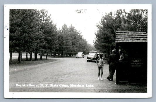 MEACHAM LAKE NY STATE CAMP REGISTRATION VINTAGE REAL PHOTO POSTCARD RPPC