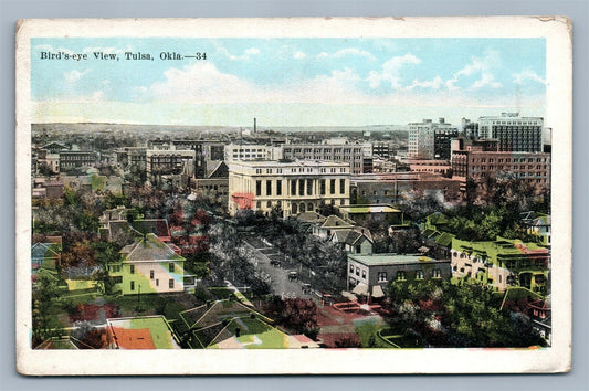 TULSA OK BIRDS EYE VIEW ANTIQUE POSTCARD