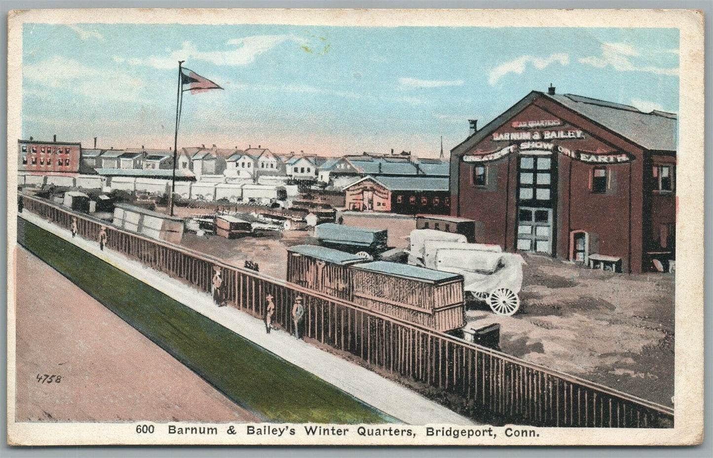 BRIDGEPORT CT BARNUM & BAILEY CIRCUS WINTER QUARTERS ANTIQUE POSTCARD