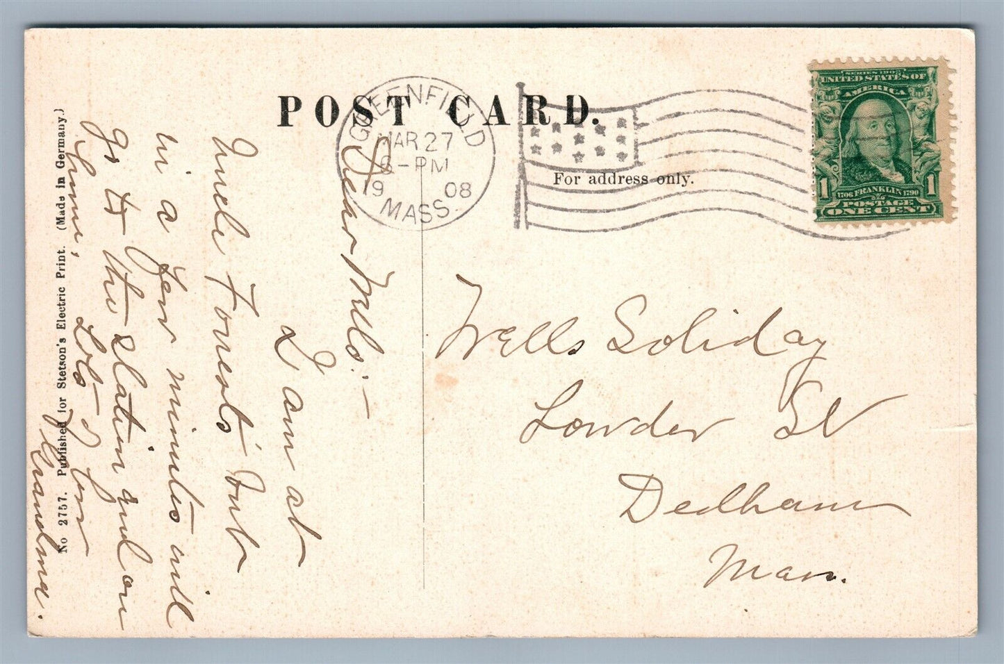 GREENFIELD MA RAILROAD JUNCTION ANTIQUE POSTCARD RAILWAY DEPOT STATION