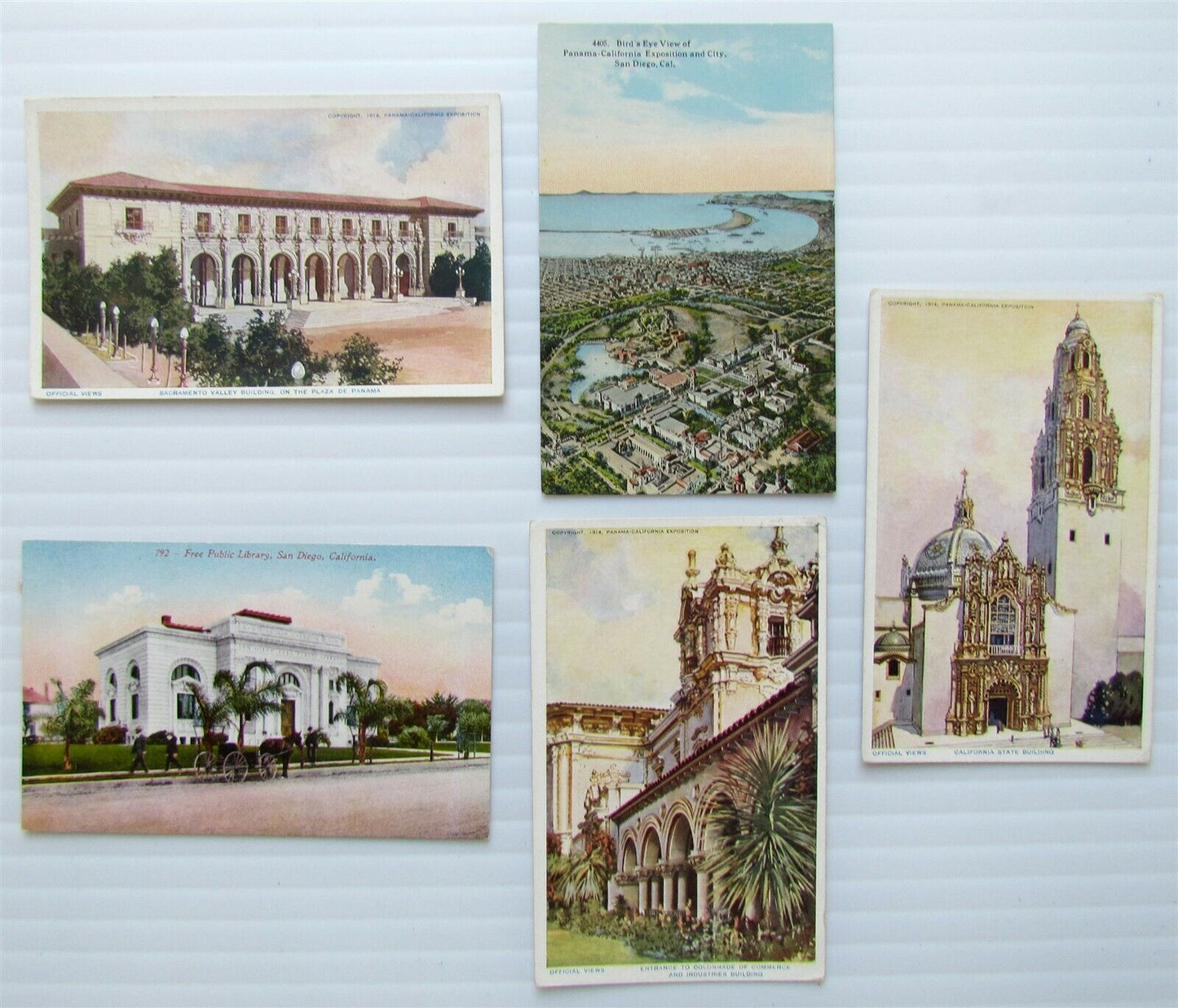 PANAMA CALIFORNIA EXPOSITION 1914 LOT of 5 ANTIQUE POSTCARDS