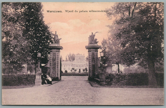 POLAND WARSZAWA WJAZD DO PALACU WILIANOWSKIEGO ANTIQUE POSTCARD