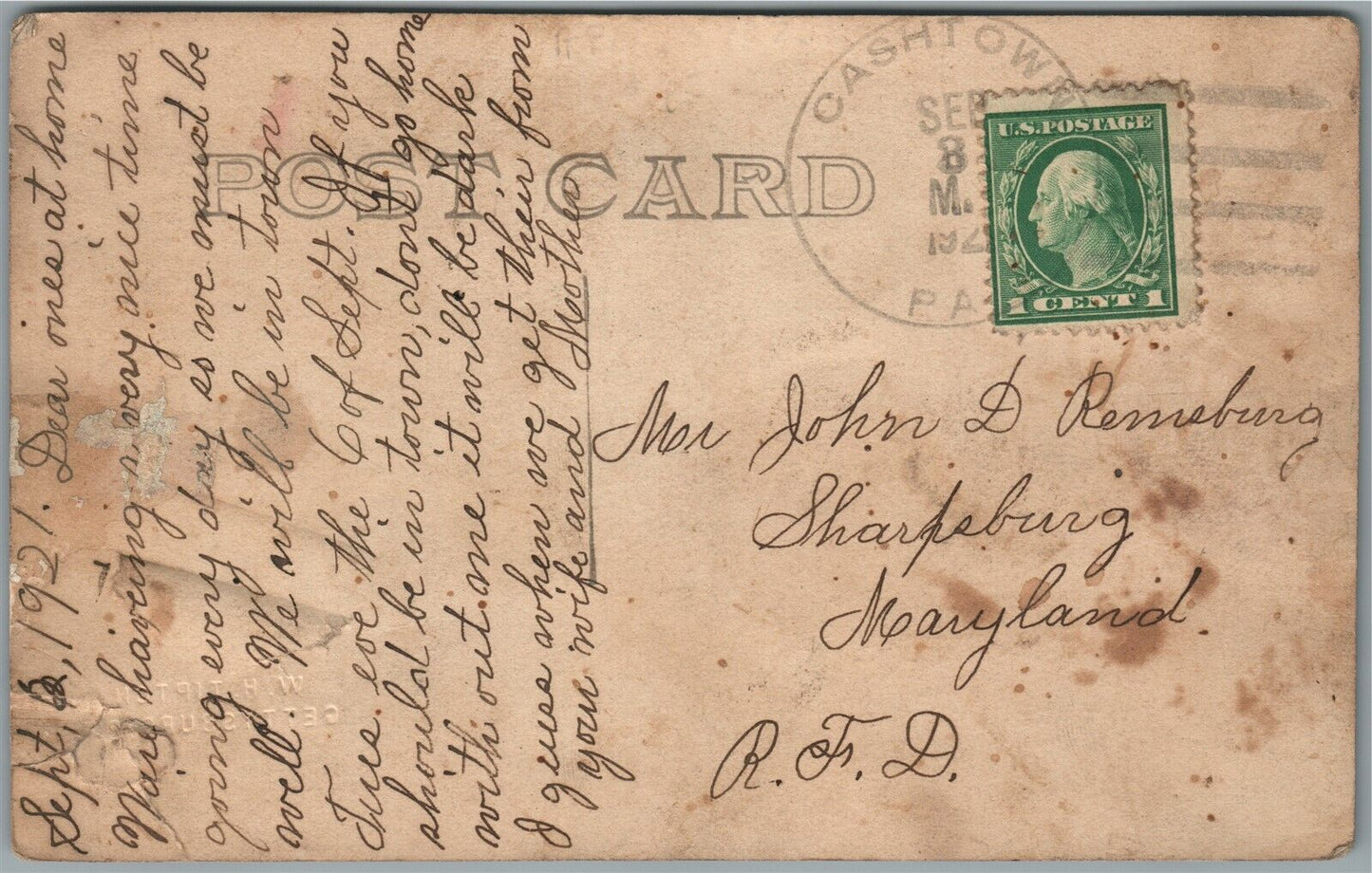 CASHTOWN PA STREET SCENE ANTIQUE REAL PHOTO POSTCARD RPPC