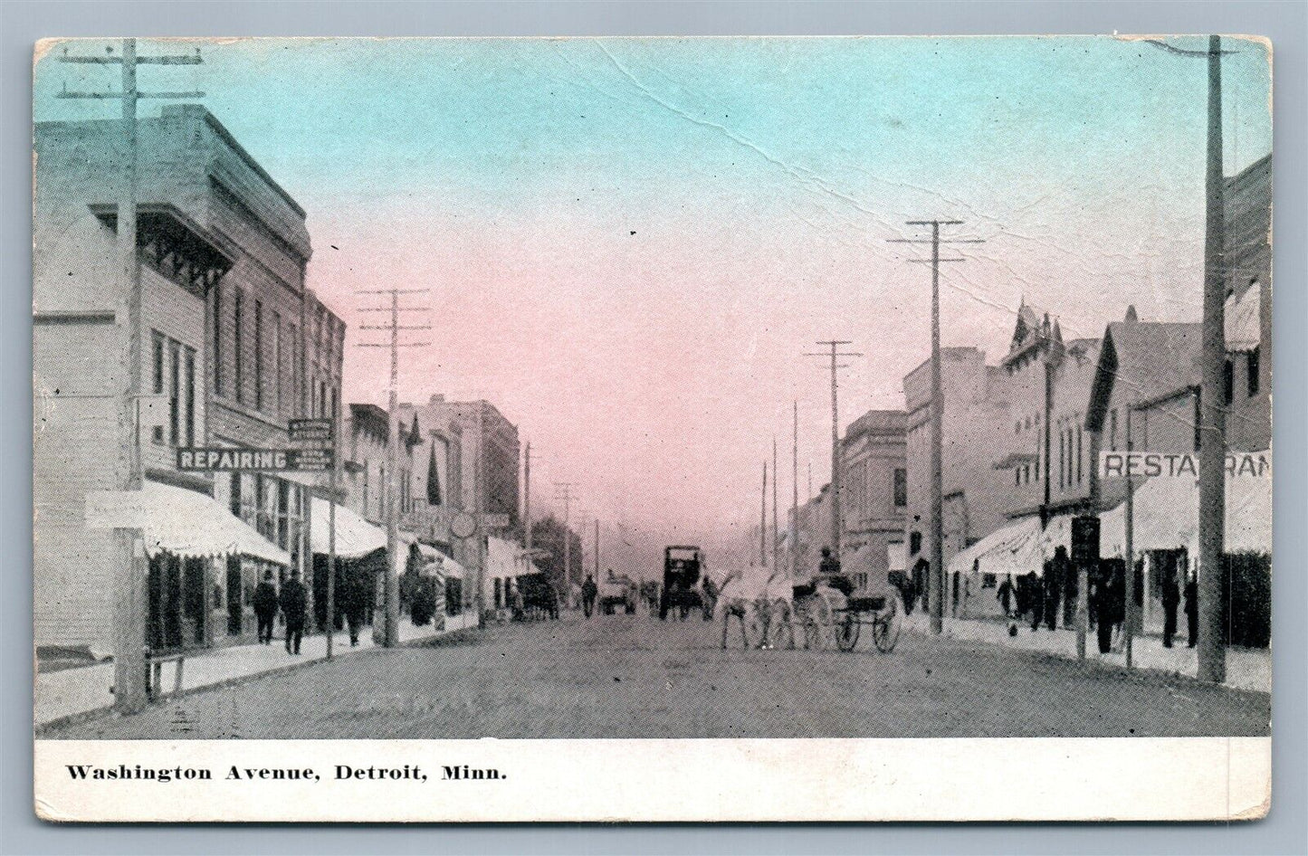 DETROIT MN WASHINGTON AVENUE ANTIQUE POSTCARD