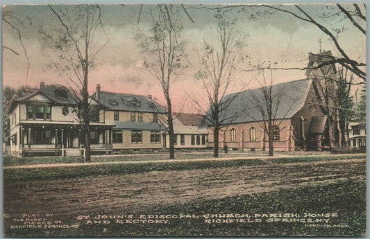 RICHFIELD SPRINGS NY ST.JOHN'S EPISCOPAL CHURCH ANTIQUE POSTCARD