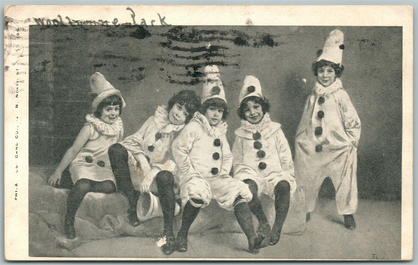 CLOWN KIDS 1905 ANTIQUE UNDIVIDED POSTCARD