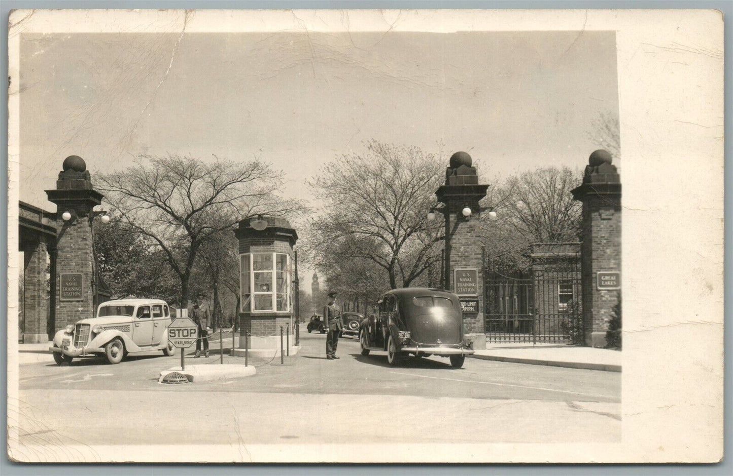 1940 US NAVAL TRAINING STATION VINTAGE REAL PHOTO POSTCARD RPPC