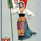 ITALY GIRL w/ FLAG ANTIQUE POSTCARD