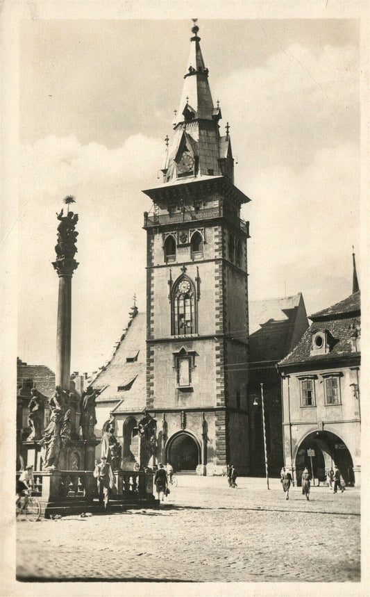 CZECH REPUBLIC CHOMUTOV CITY TOWER VINTAGE REAL PHOTO POSTCARD RPPC