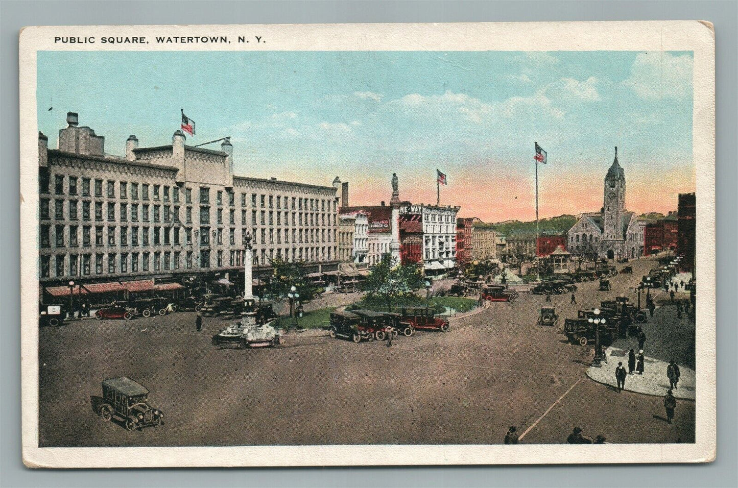 WATERTOWN NY PUBLIC SQUARE ANTIQUE POSTCARD
