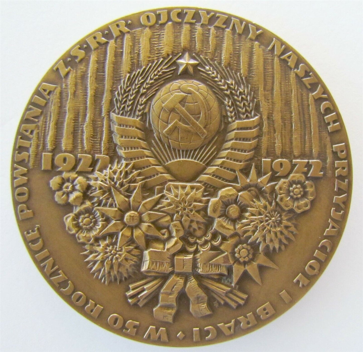 1972 RUSSIAN BRONZE MEMORIAL TOKEN w/ Polish writing