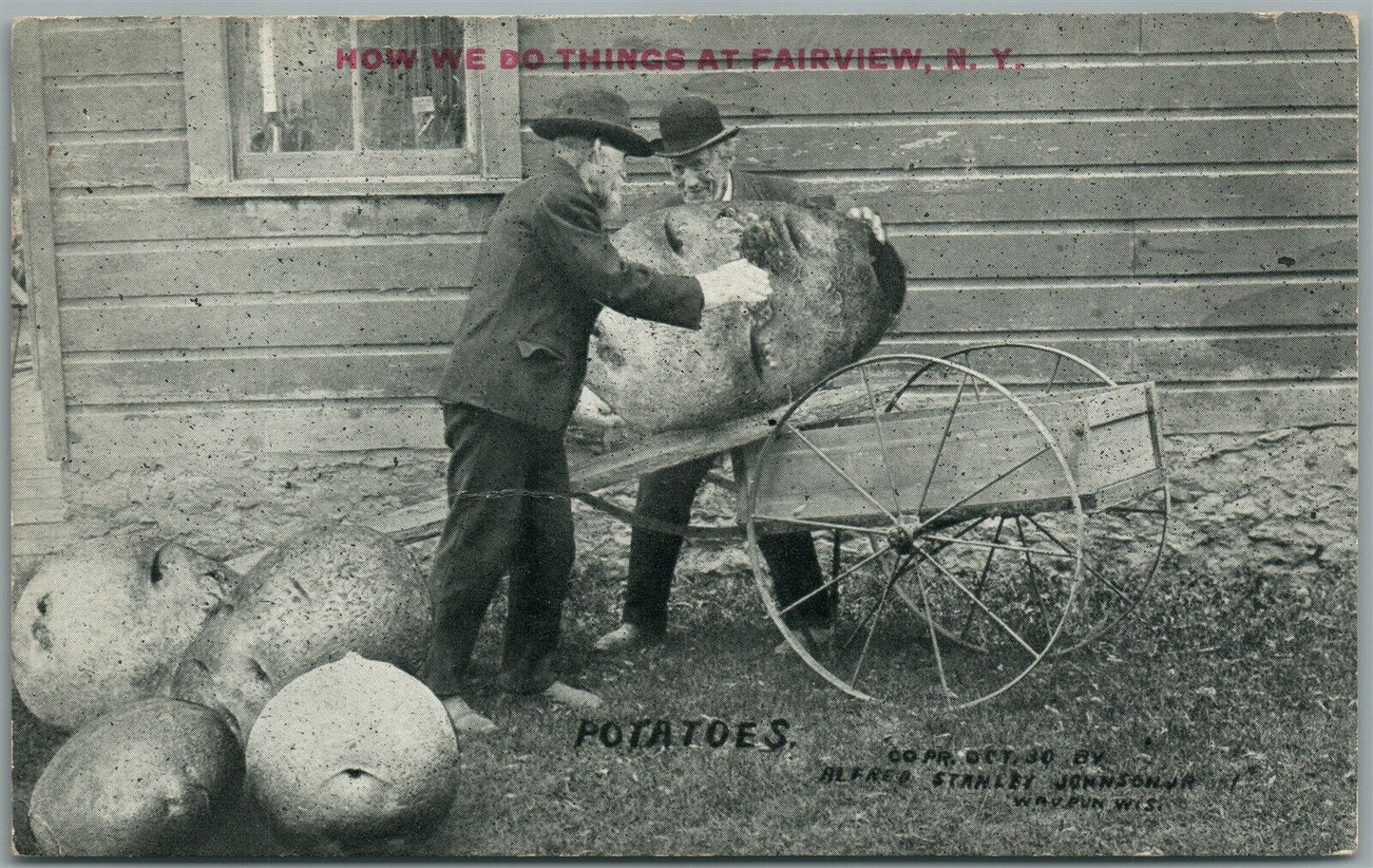 FAIRVIEW NY EXAGGERATED POTATO ANTIQUE POSTCARD