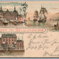 DENMARK HILSEN FRA HELSINGOR ANTIQUE POSTCARD w/ STAMP