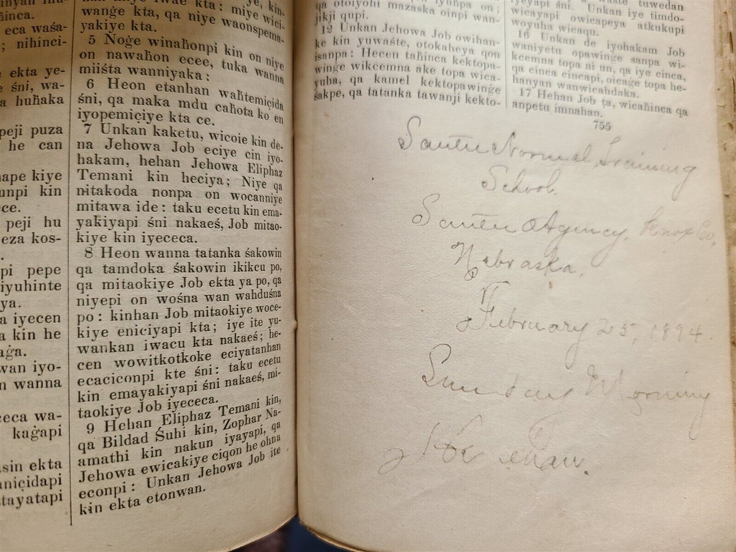 1879 BIBLE in DAKOTA LANGUAGE antique AMERICANA rare