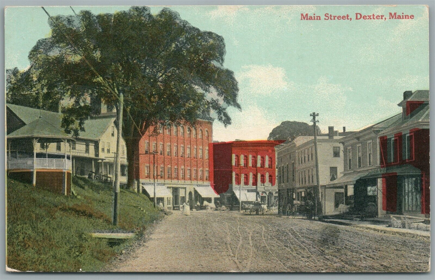 DEXTER ME MAIN STREET ANTIQUE POSTCARD