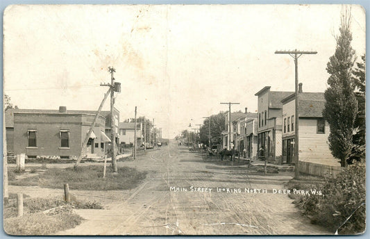 DEER PARK WI MAIN STREET ANTIQUE REAL PHOTO POSTCARD RPPC