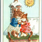 ROMANTIC CAT COUPLE ON THE ROOF VINTAGE POSTCARD