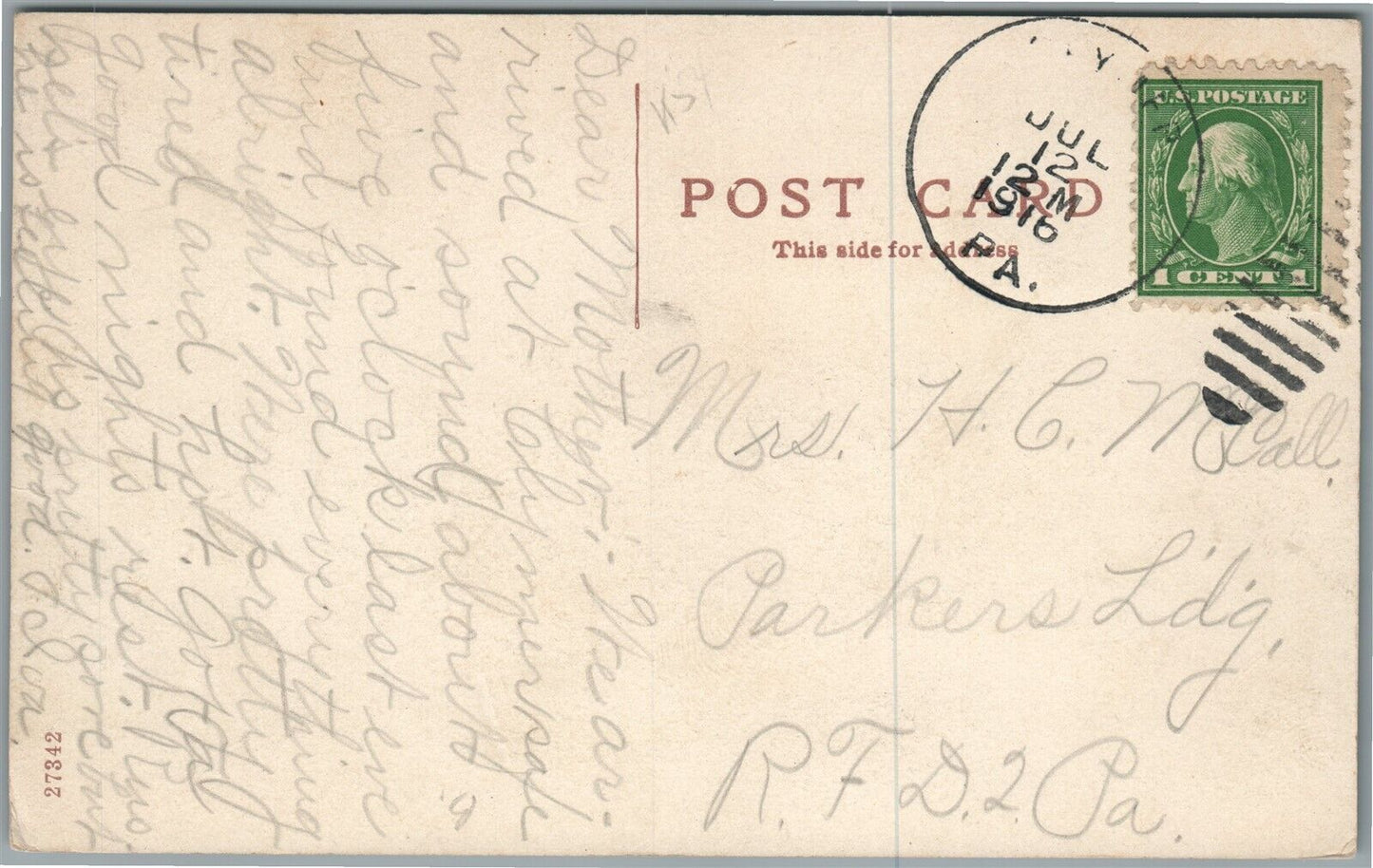 TITUSVILLE PA EAST MAIN STREET MEN'S CLUB ANTIQUE POSTCARD