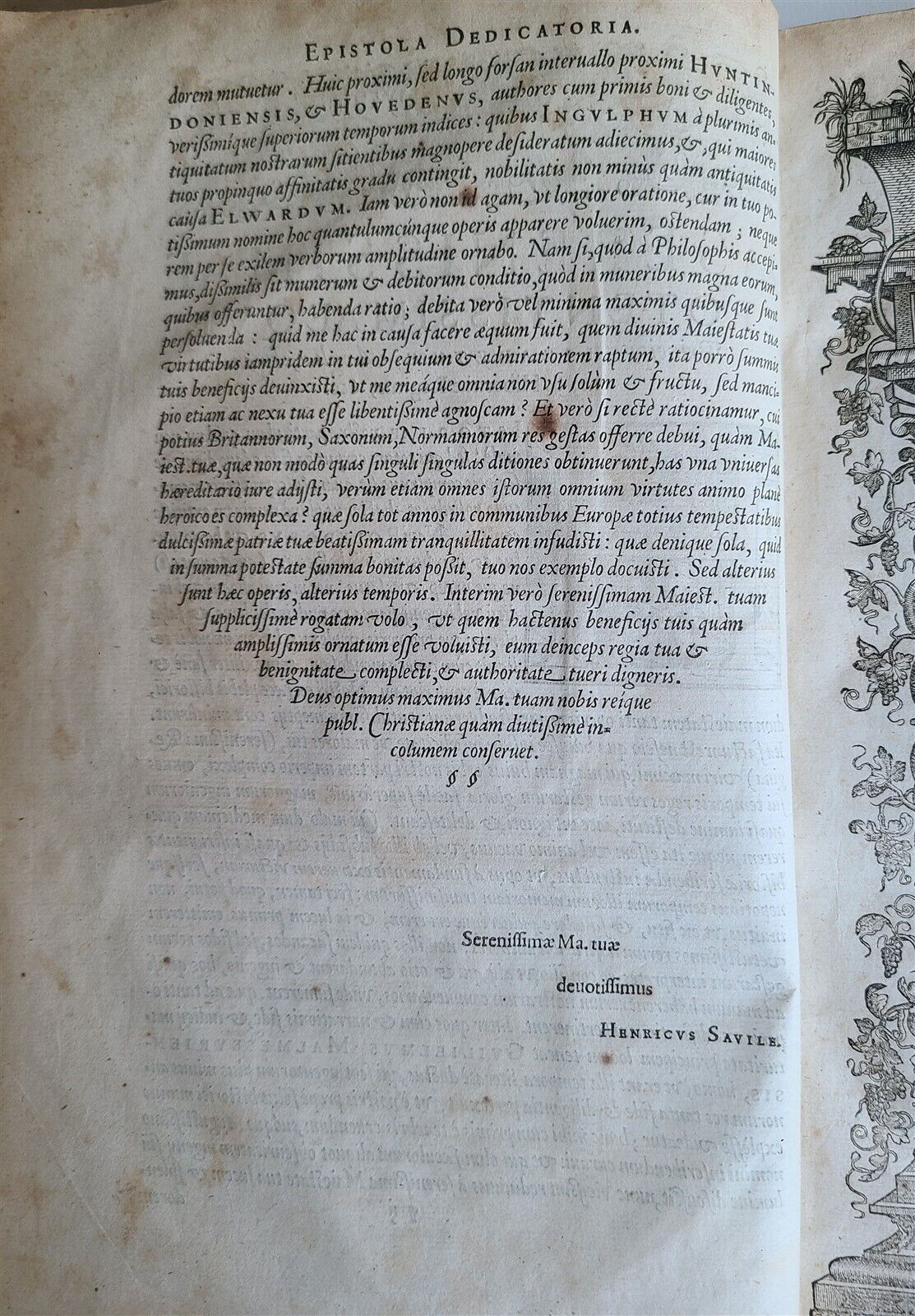 1596 ENGLISH CHRONICLES H. SAVILE antique Rerum Anglicarum Scriptores VELLUM